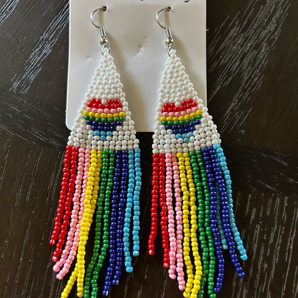 Colorful Beaded Fringe Earrings